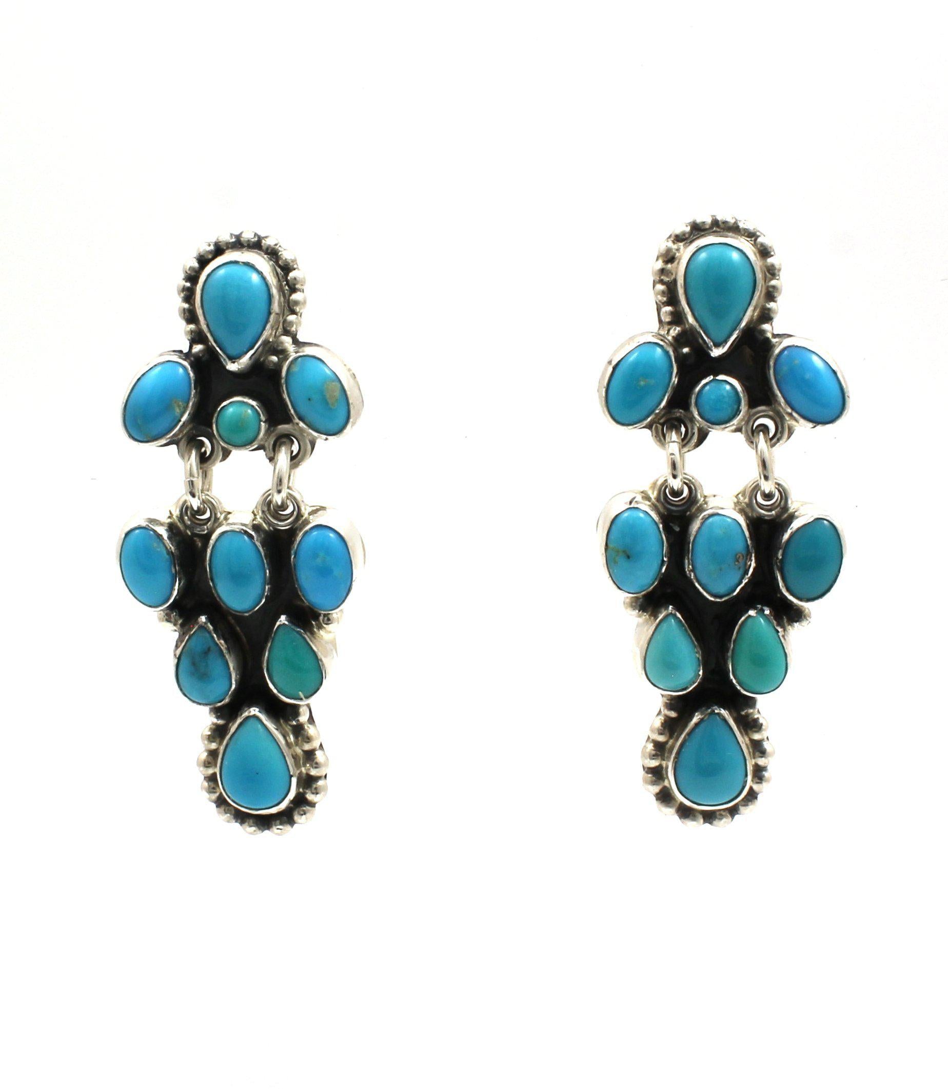 Copy of Turquoise Cluster Drop Earrings-Jewelry-Don Lucas-Sorrel Sky Gallery