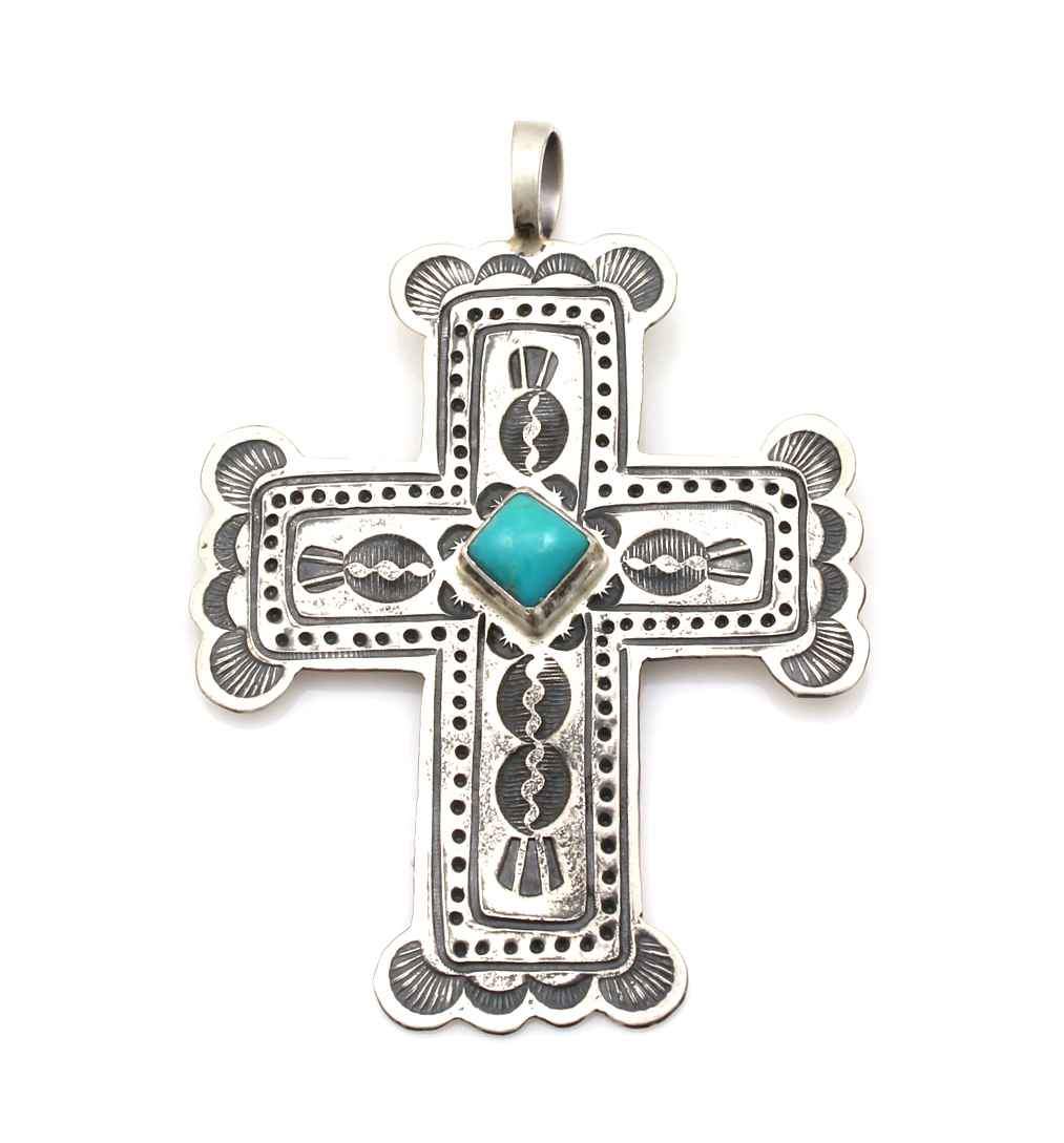 Turquoise Cross Pendant-Jewelry-Don Lucas-Sorrel Sky Gallery