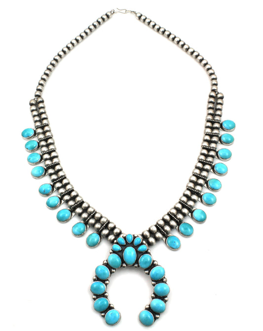 Turquoise Squash Blossom Necklace-Jewelry-Don Lucas-Sorrel Sky Gallery