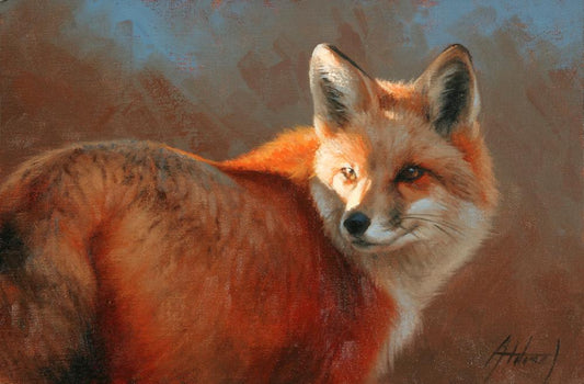 Oil paining of a red fox