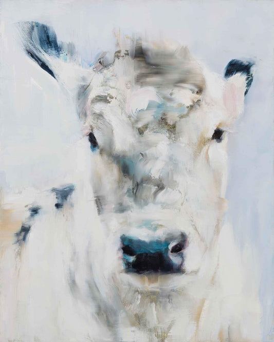 Cow portrait. Oil Painting by Elsa Sroka.  16" x 20"