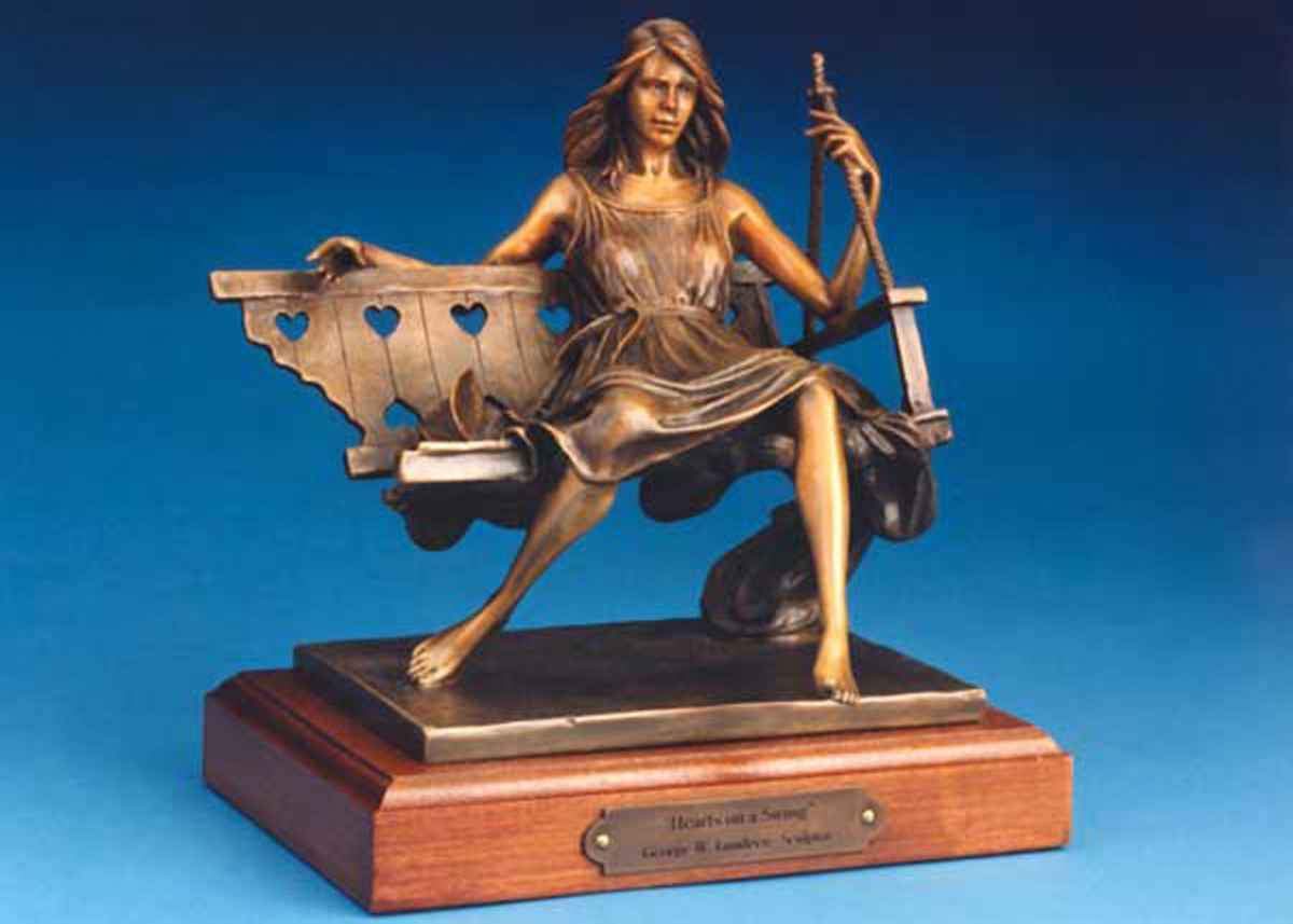 George Lundeen-Sorrel Sky Gallery-Sculpture-Hearts On A Swing