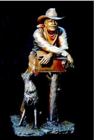 George Lundeen-Sorrel Sky Gallery-Sculpture-Waitin’ For An Answer