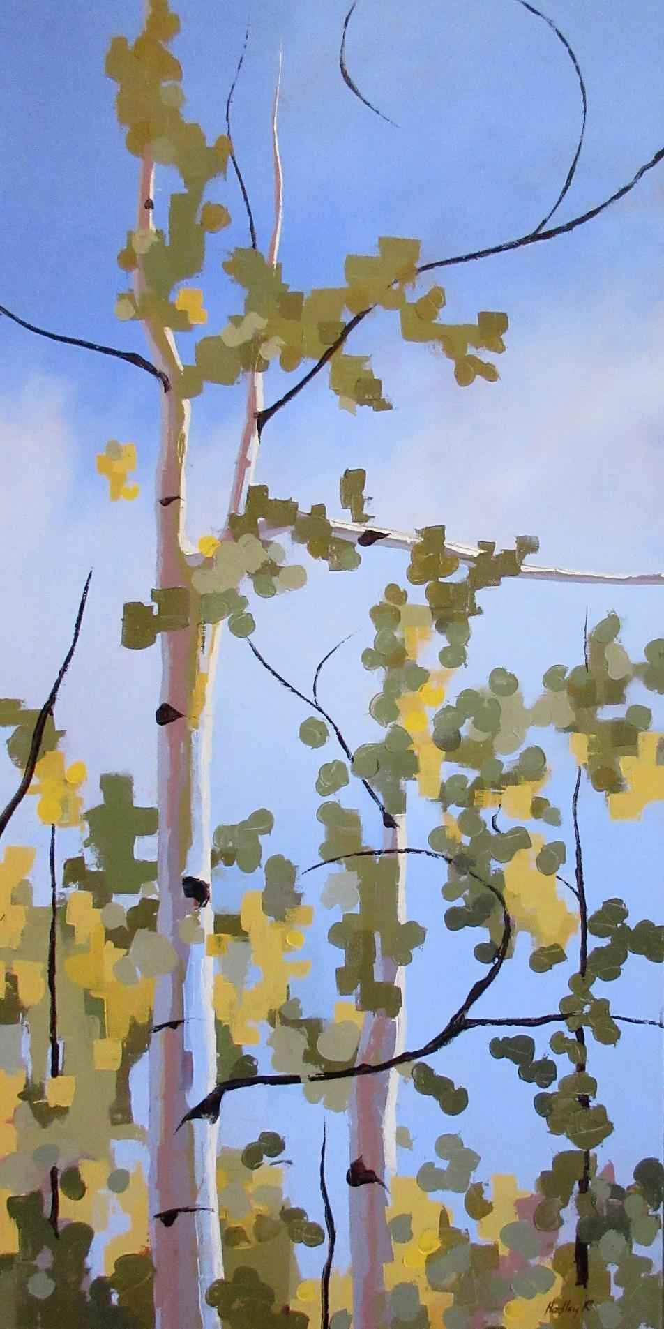 Plein air oil painting of aspen tree by Hadley Rampton