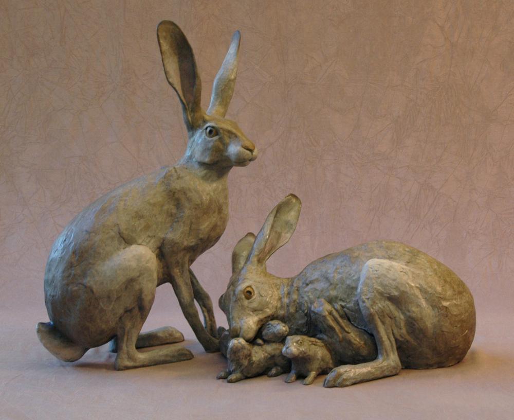 Jack Rabbit Family Set-Sculpture-Jim Eppler-Sorrel Sky Gallery
