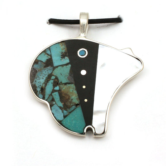 Inlay Bear Pendant-Jewelry-Jimmy Poyer-Sorrel Sky Gallery