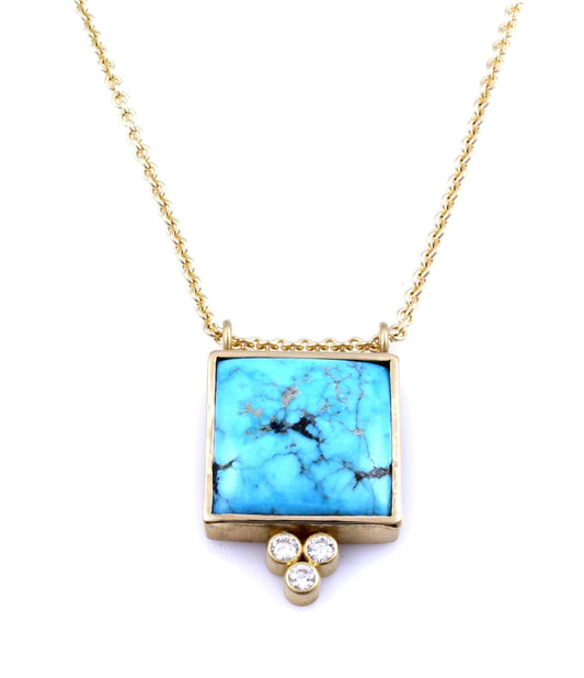 Maria Samora-Sorrel Sky Gallery-Jewelry-Morenci Turquoise Gold Necklace