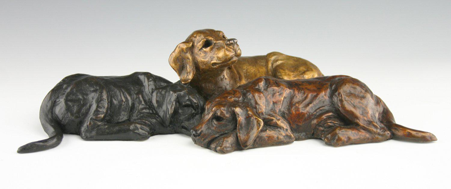 Lab Puppy Trio-Sculpture-Mark Dziewior-Sorrel Sky Gallery