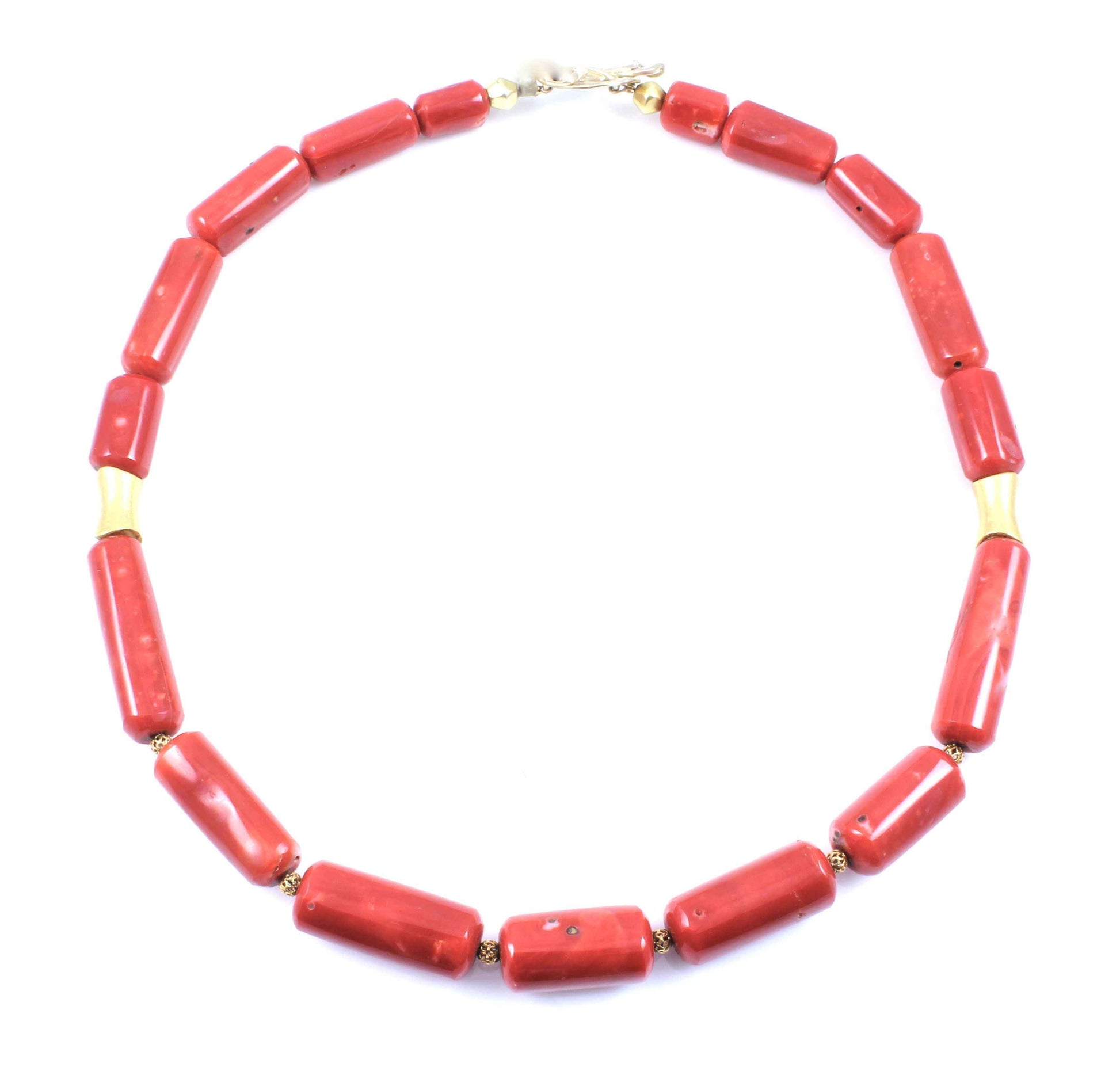 Pam Springall-Sorrel Sky Gallery-Jewelry-Antique Coral And Gold Necklace