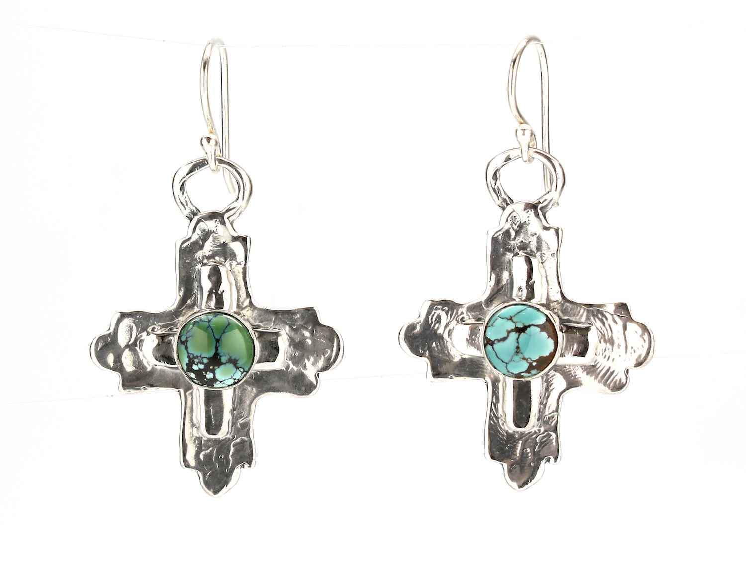 Pam Springall-Sorrel Sky Gallery-Jewelry-Turquoise Cross Earrings