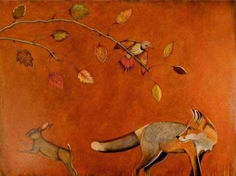 Phyllis Stapler-Sorrel Sky Gallery-Painting-The Fox And The Hare