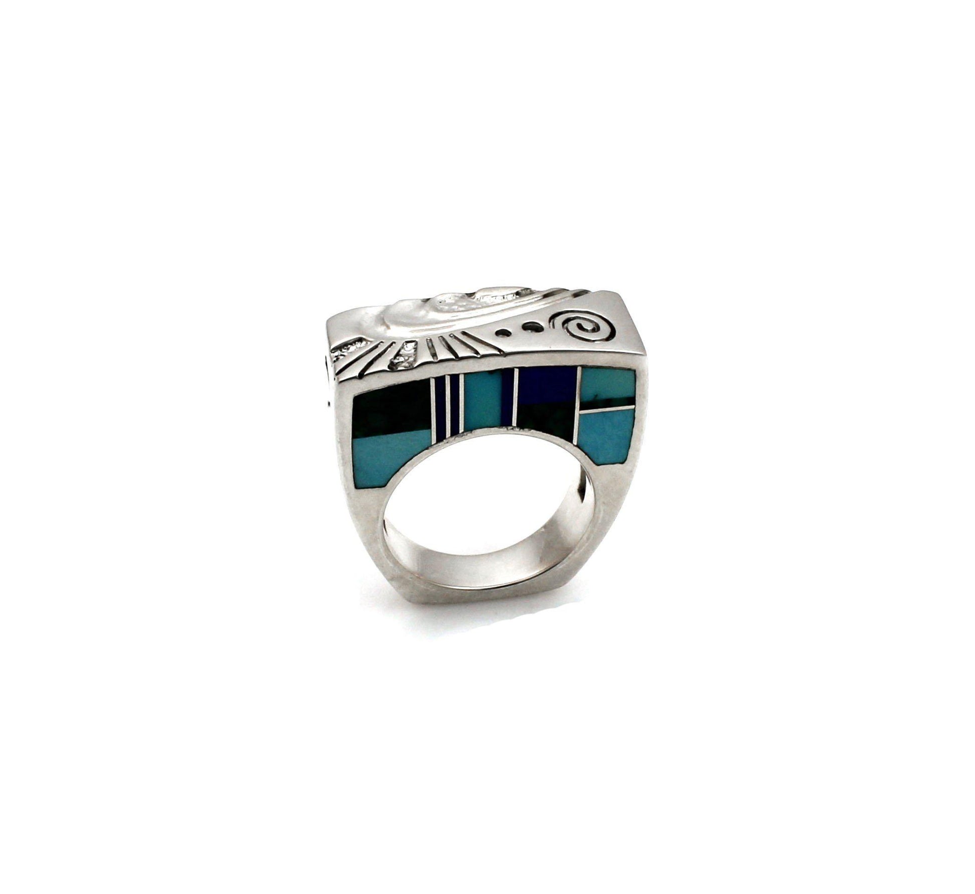 Flat Top Side Inlay Ring-Jewelry-Ray Tracey-Sorrel Sky Gallery