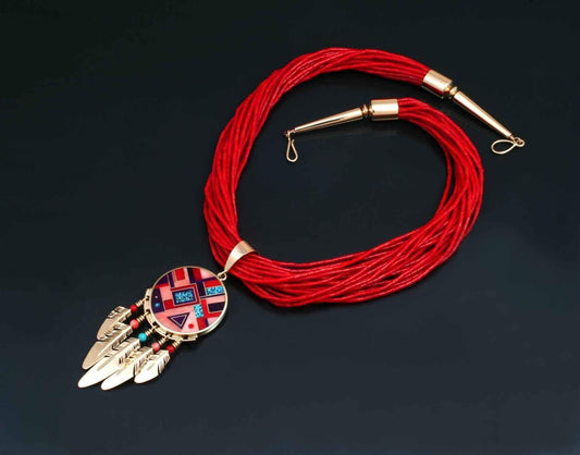Ray Tracey-Gold Necklace/Coral Beads-Sorrel Sky Gallery-Jewelry