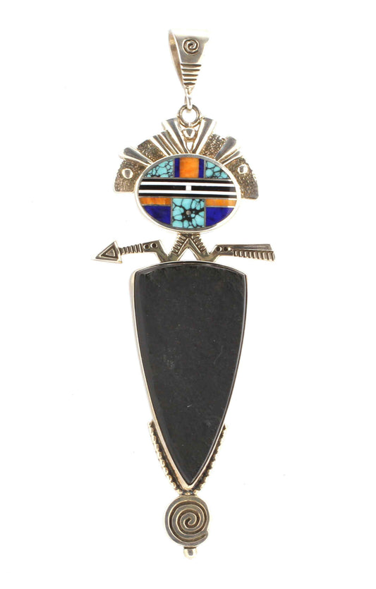 Ray Tracey-Headdress Pendant With Black Jade Arrow-Sorrel Sky Gallery-Jewelry