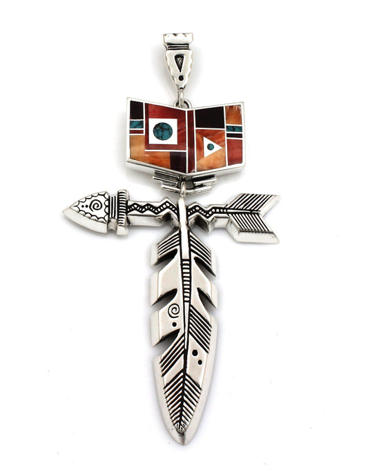Inlay Fetching Eagle Feather Pendant-Jewelry-Ray Tracey-Sorrel Sky Gallery