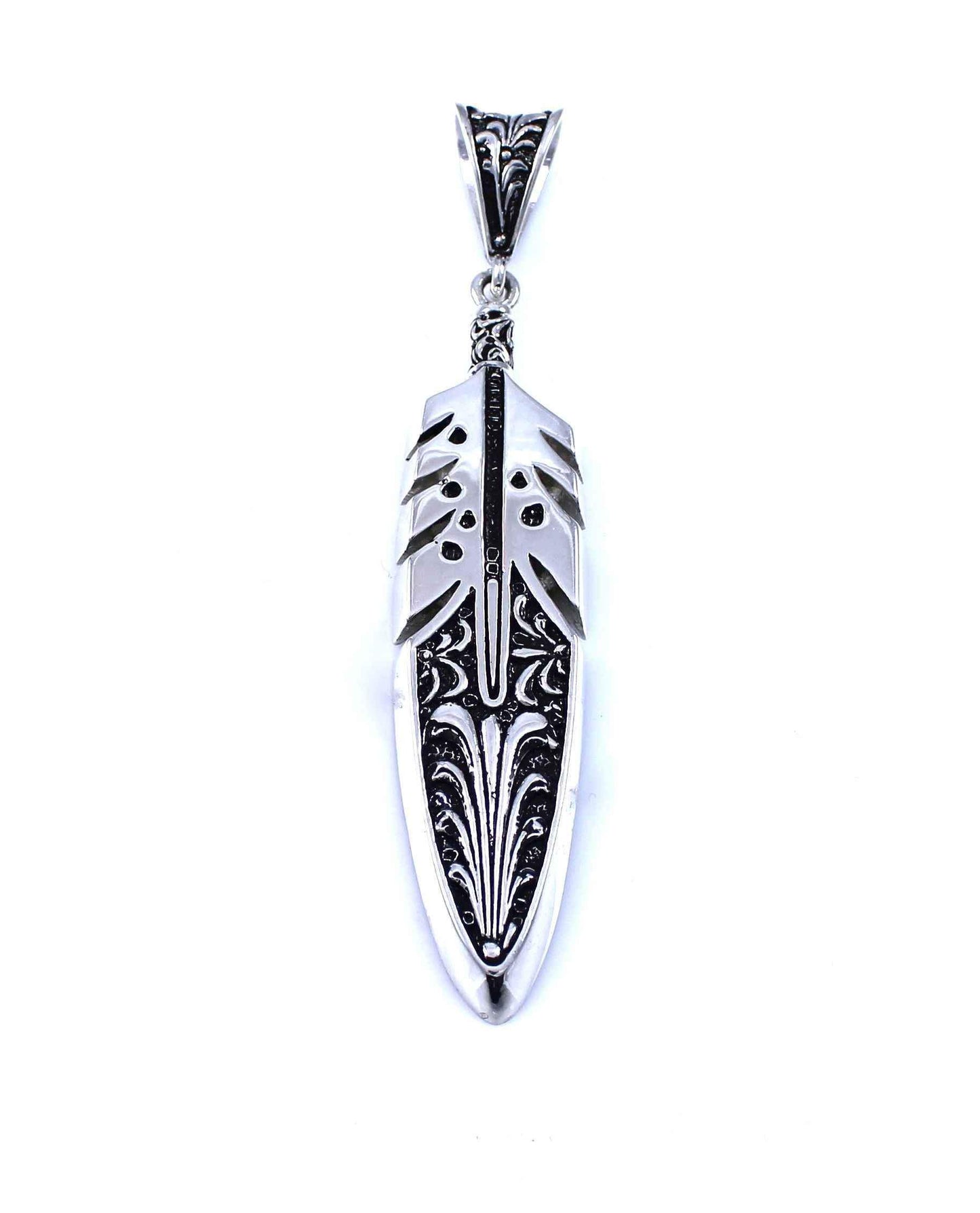 Ray Tracey-Silver Feather Pendant-Sorrel Sky Gallery-Jewelry