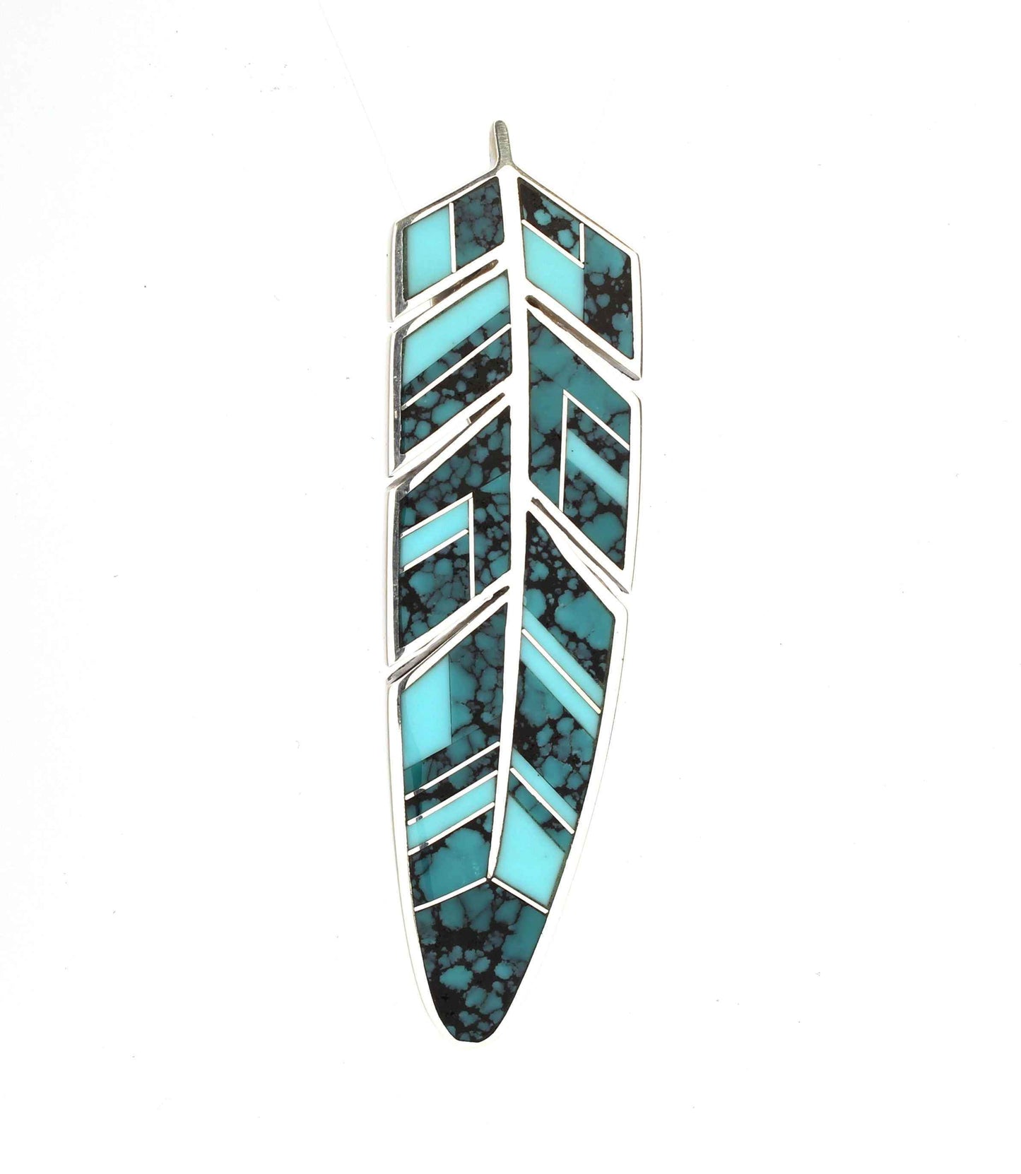 Ray Tracey-Large Inlaid Feather Pendant-Sorrel Sky Gallery-Jewelry