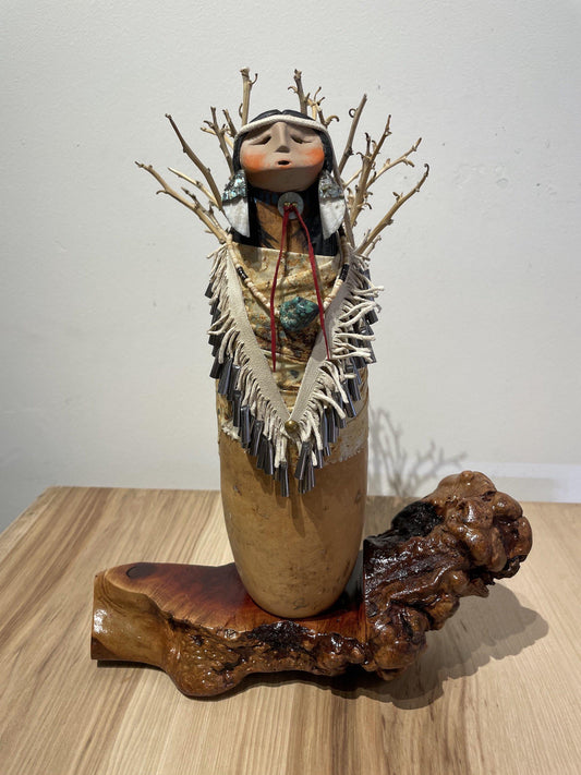 Apache Basket Lady Wood Base-Gourd-Robert Rivera-Sorrel Sky Gallery