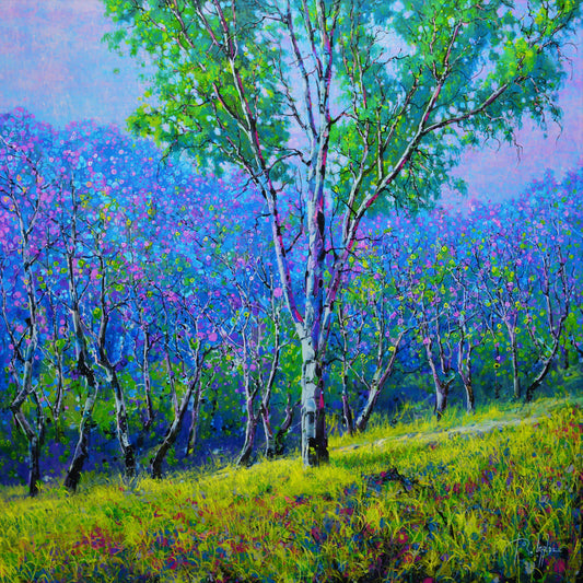 Eucalyptus with Jacarandas-Painting-Roberto Ugalde-Sorrel Sky Gallery