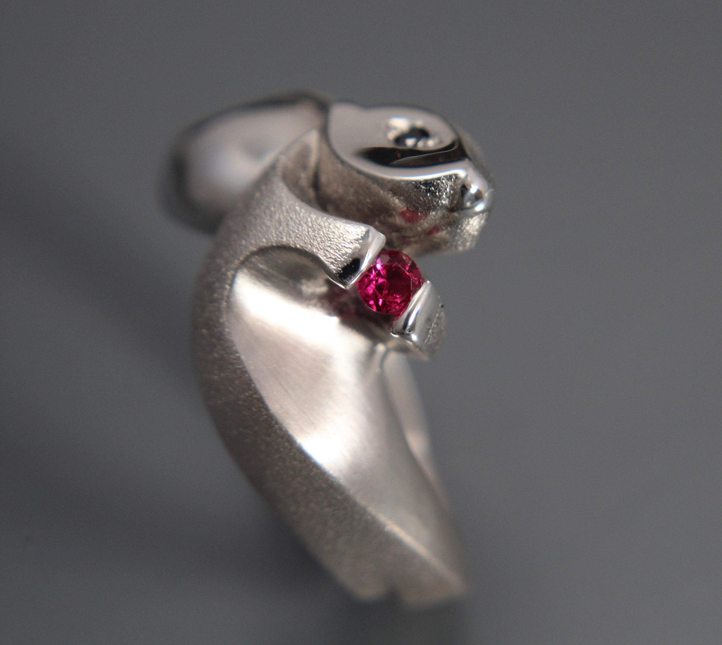 Sea Otter ring with Gemstones. Michael Tatom Jewelry. Sorrel Sky Gallery.