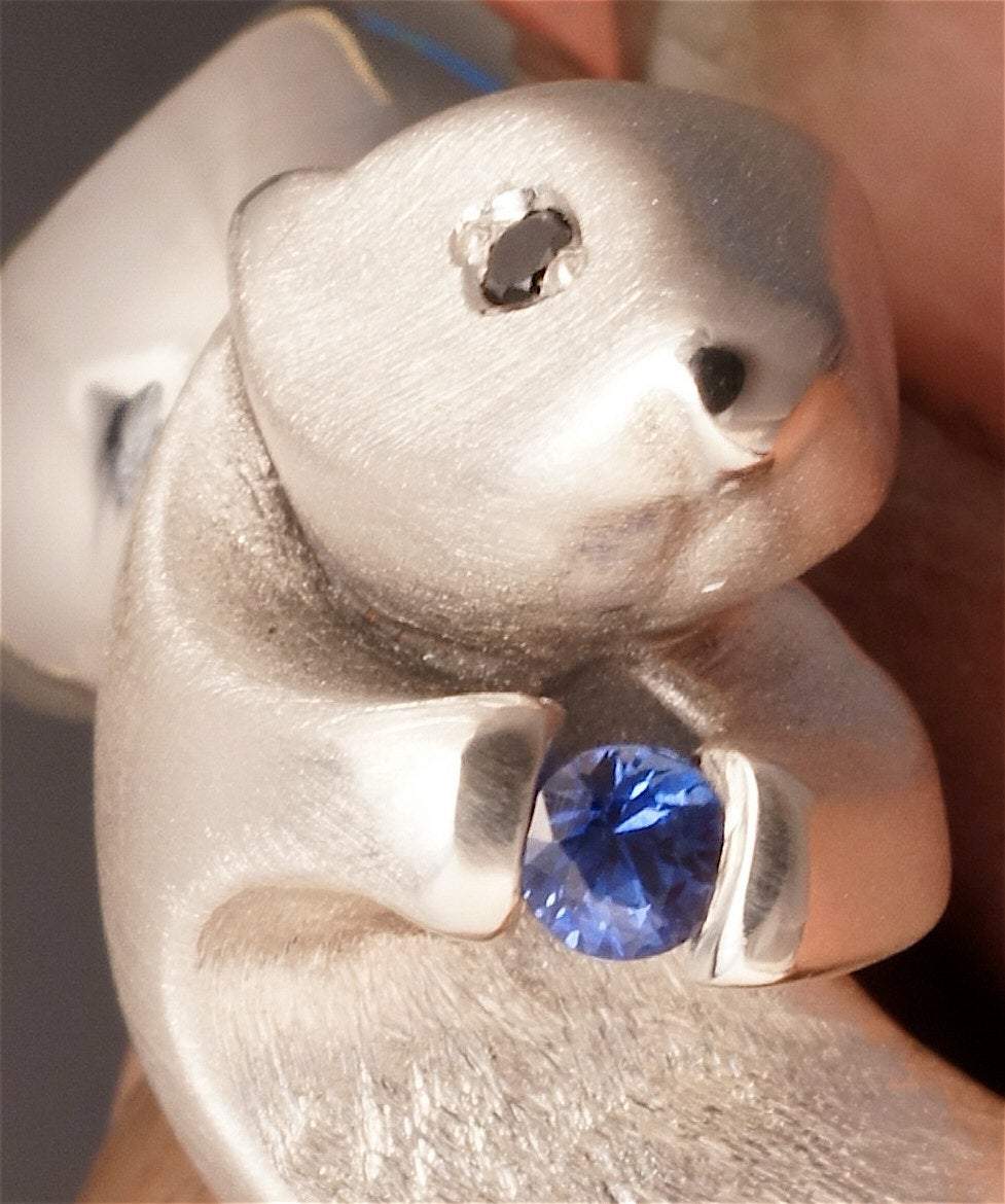 Sea Otter ring with Gemstones. Michael Tatom Jewelry. Sorrel Sky Gallery.