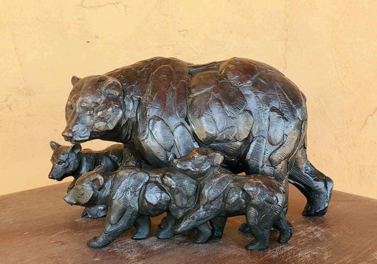 Marching Orders (Three Cubs)-Sculpture-Star Liana York-Sorrel Sky Gallery