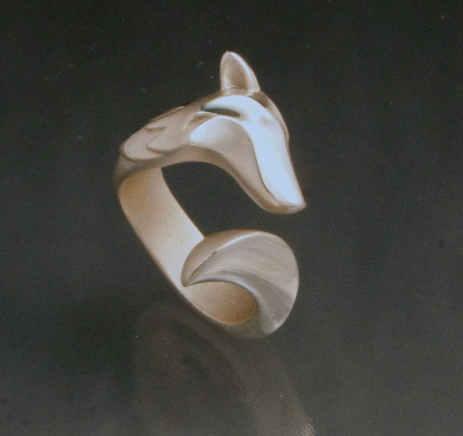 Timber Wolf Ring. Silver Ring. Sterling Silver Wolf Ring. Michael Tatom. Sorrel Sky Gallery. 