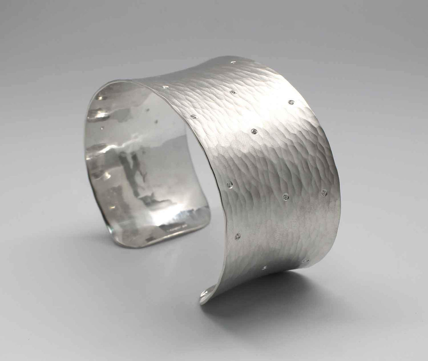 Toby Pomeroy-Silver Forged Cuff Bracelet With Diamonds-Sorrel Sky Gallery-Jewelry